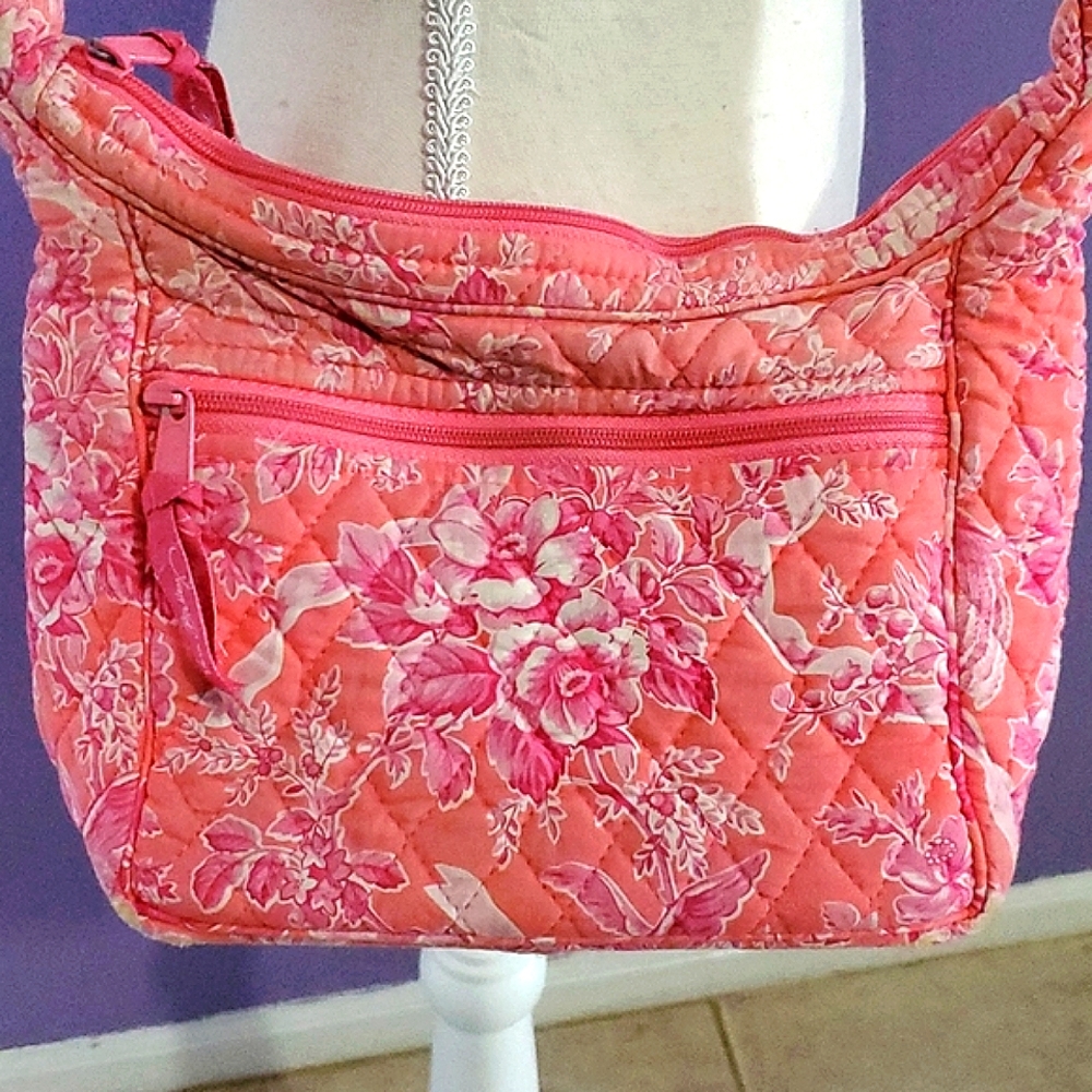 Vera Bradley pink salmon floral quilted crossbody bag - Picture 4 of 15